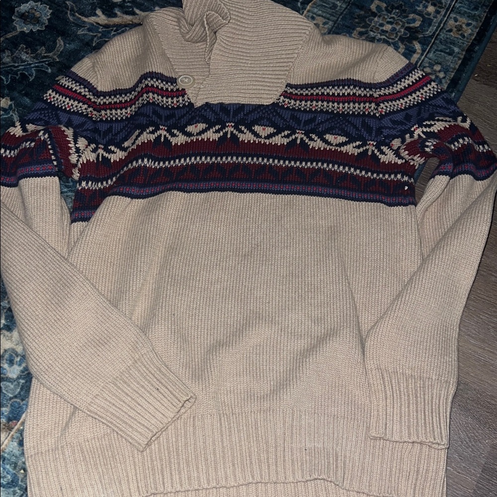 GAP Men's Beige Tank and Multicolor Shawl Collar   Single Button Sweater, S, GUC